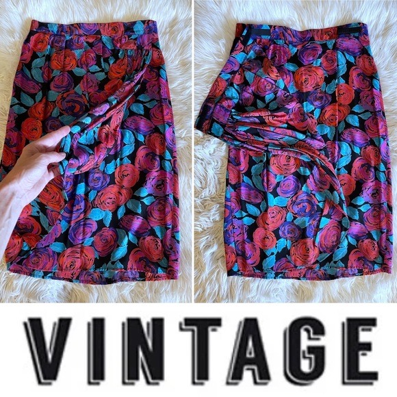 Vintage Michel Antoni Fall Floral Tulip Midi Skirt and Oversized Blazer set - Picture 10 of 16